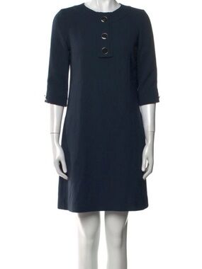 Jane Atelier (formerly Goat) Navy Blue Wool Crepe Shift Dress - Size 12